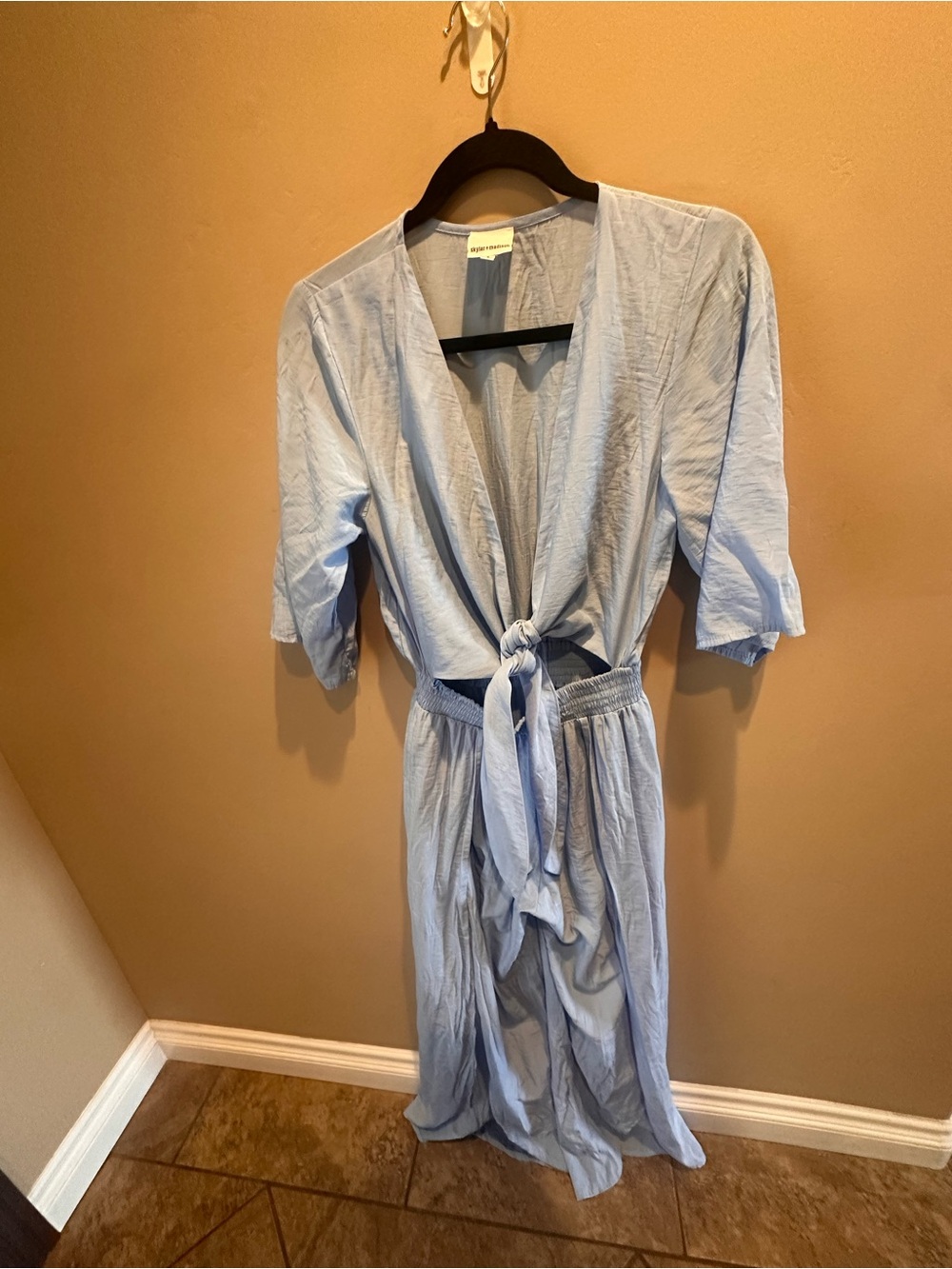 Skylar + Madison Light Blue Tie Front Wide Leg Jumpsuit Size Small